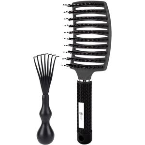 Guardian Beauty Haarborstel - Gebogen Borstel - Met Haarborstelreiniger - Zwart