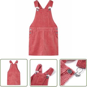 vidaXL Meisjesjurk - Kinderjurk - Kindertuinjurk 116 ribfluweel lichtroze - Roze Jurk - Ribfluweel Jurk - Zomerjurk