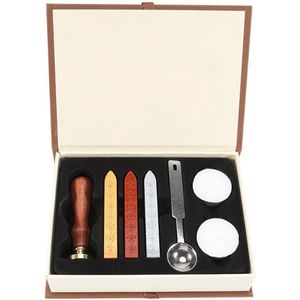 Zegellak Set 1 - Vintage Alfabet Badge Wax Set met Houten Handvat + Lepel + Kaars Handgemaakt Gereedschap (Letter S)