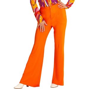 Widmann - Hippie Kostuum - Groovy Gwendolyn 70s Dames Broek, Oranje Vrouw - Oranje - Large / XL - Carnavalskleding - Verkleedkleding