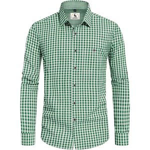 Oktoberfest Hemd voor Mannen - Beiers Shirt, Tiroler Outfit, Trachtenhemd in Rood, Blauw en Groen