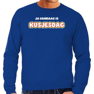 Bellatio Decorations Verkleed sweater voor heren - kusjesdag - blauw - carnaval - foute party L