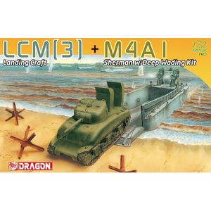 1:72 Dragon 7516 LCM(3) Landing Craft + M4A1 Sherman w/Deep Wading Kit Plastic Modelbouwpakket