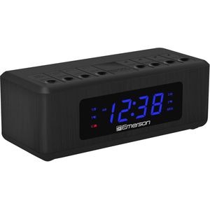 Dubbele wekkerradio met 0,6 inch blauw LED-display en 4-niveaus dimmer