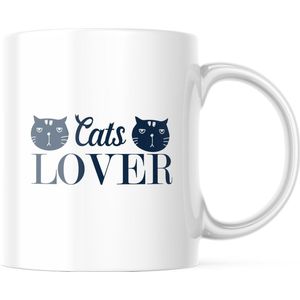 Mok met tekst: Cats Lover | Katten Mok | Grappige Cadeaus | Grappige mok | Koffiemok | Koffiebeker | Theemok | Theebeker