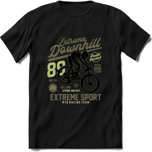 Extreme Downhill | TSK Studio Mountainbike kleding Sport T-Shirt | Groen | Heren / Dames | Perfect MTB Verjaardag Cadeau Shirt Maat M