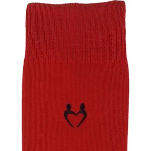 Magic Socks - Herensokken - Rode sokken met Hart van Geliefden borduursel - Zacht en Ademend