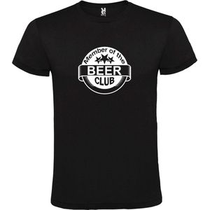 Zwart  T shirt met  "" Member of the Beer club ""print Wit size XS