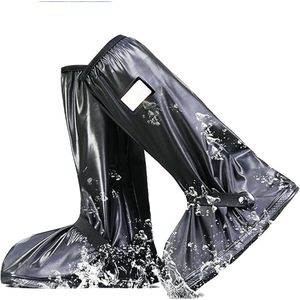 Waterdichte overschoenen - 1 paar - Overschoenen - Regenschoenen overtrek - Schoenovertrekken - Regenbestendig - Regenlaarshoezen - met rits - met reflecterende strips - voor regen, sneeuw en modder - Maten 43-45 - Maat XL - zwart