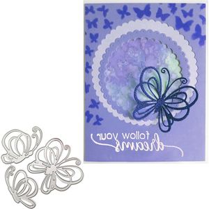 Vlinder metalen stansvormen set - 3 stuks voor scrapbooking en DIY knutselwerk - reliëf papierkaarten.