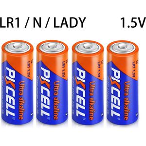 PKCELL LR1 Alkaline 1.5V Batterij - N - Lady - E90 - Perfect voor Afstandsbedieningen, Speelgoed, Rookmelders & Meer - Milieuvriendelijk Verpakt - 4 Stuks