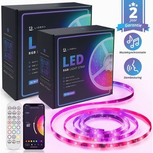 Lideka® - LED Strip 30 Meter - Pakket Van 20 + 10 - RGB - Incl. Afstandsbediening - incl. App - Dimbaar - Light Strips - Licht Strip - Led Verlichting