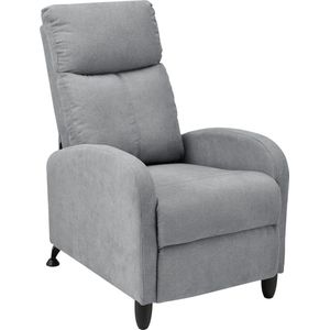 Verstelbare Relax Fauteuil Cary - 102x60x92 cm - Kunstleer - Lichtgrijs - Luxe Design