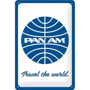 Pan Am Travel The World Metalen Bord - 20 x 30 cm