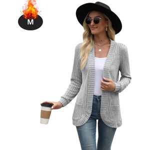 Livano Vest Dames - Sweater - Sweaters - Hoodie - Warme Trui - Lang - Lichtgrijs - M