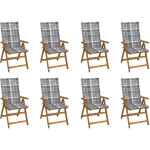 vidaXL - Tuinstoelen - 8 - st - inklapbaar - met - kussens - massief - acaciahout