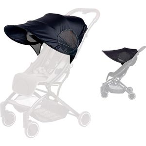 Zonwering voor kinderwagen, zonnescherm, zonnekap, universeel zonnescherm voor babyzitje, kinderwagen, anti-wind, anti-uv, opvouwbaar, zwart