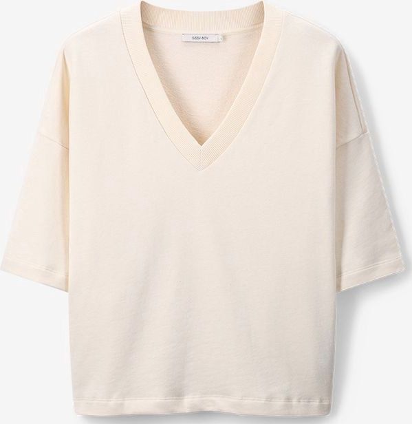 Sissy-Boy - Lichtgele Sweater - V-halslijn - Korte Mouwen - Relaxed Fit