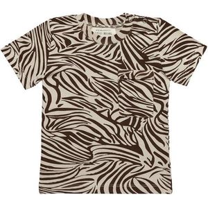 Little Indians T-shirt Boxy Zebra Junior Katoen Crème/bruin Maat 56