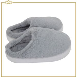 ATTREZZO® Pantoffels dames - Extra zacht - Sloffen - Lichtgrijs - Maat 36-37