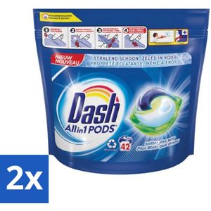 Dash - Witter dan Wit - Wasmiddel Capsules - All-in-1 Pods - Witte Was - 42 Wasbeurten - Voordeelverpakking - 2 stuks