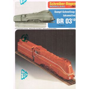 bouwplaat Trein : Stoom-sneltrein locomotief, BR 03 -10, schaal 1:45