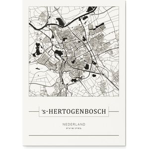 Stadskaart ‘s-Hertogenbosch - Plattegrond ‘s-Hertogenbosch – city map – Forex muurdecoratie 30 x 40 cm