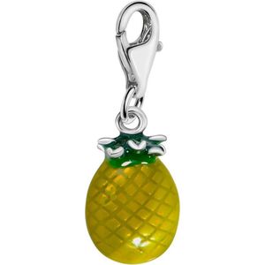 Quiges – 925 - Zilver – Charm - Bedel - Hanger - 3D Fruit Ananas - met – sterling - zilver - karabijnslot - geschikt - voor - Zinzi, Thomas – Sabo - Ti Sento - Bedelarmband HC346
