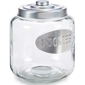Glazen Koektrommel/Snoepjes/Koekjes Voorraad Pot met Zilverkleurige Deksel 4000 ml