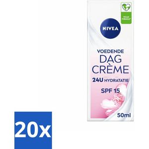 20 x NIVEA - Essentials Dagcrème - Voedende Gezichtscrème - Voor droge huid - SPF 15 - Met Amandelolie - 50 ml - Voedende Crème - Droge Huid - SPF 15 - Amandelolie - Dagcrème