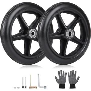 Brenzoos - Reservewiel voor rollator, 2 stuks 150 mm solide wielen voor loop- en rolstoelen (zwart)