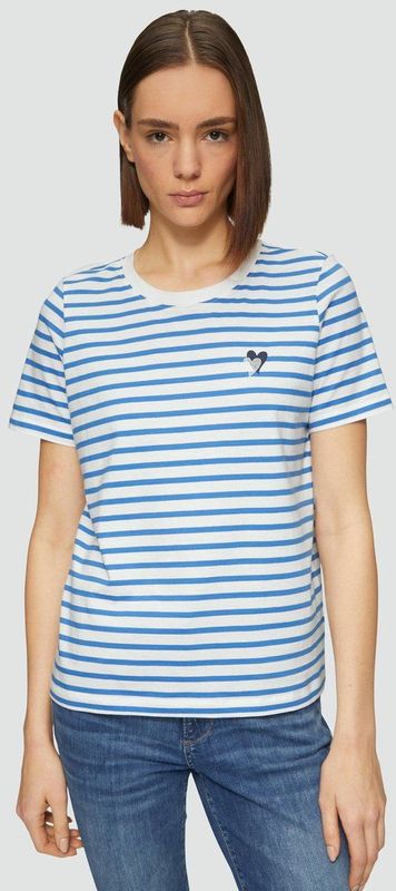 s.Oliver - Shirt - Navy/Azuur/Wit - T-shirt - Gestreept