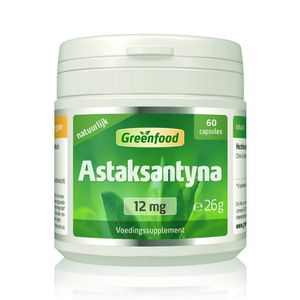 Greenfood Astaxanthine, 12 mg, hoog gedoseerd, 60 capsules - natuurlijk, zonder kunstmatige toevoegingen, zonder genetische manipulatie. Met natuurlijke vitamine E.