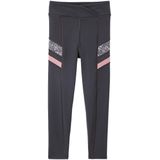 Technische sportlegging voor meisjes met strepen aan de zijkant antraciet