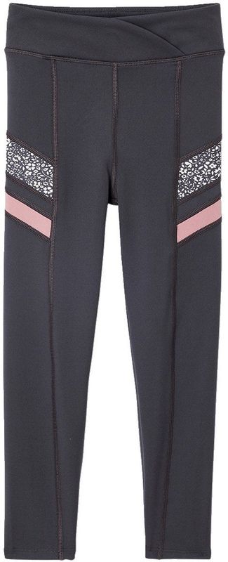 Technische sportlegging voor meisjes met strepen aan de zijkant antraciet