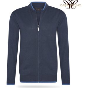 Cappuccino - Vest - Lange Rits - Tipping - Donker Blauw - S