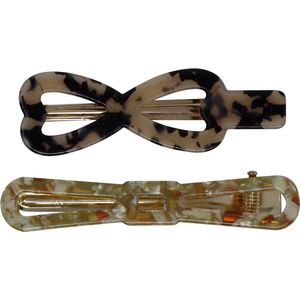 Jessidress Haarspeld Chique Dames haarclips setje met marbel textuur - Zwart/Bruin