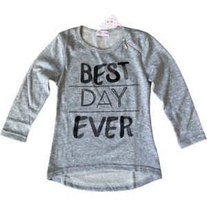 Trui / Tuniek 'Best Day Ever"" - Grijs - Maat 140/146 (12)