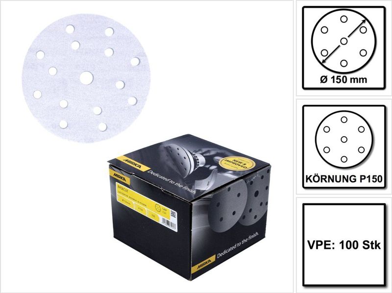 Mirka - Basecut - Schuurschijven - 150 mm - Korrel P150 - 100 Stk