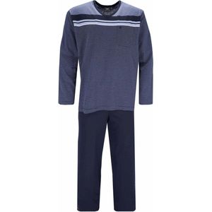 Gestreepte heren pyjama marineblauw Hajo - Blauw - Maat - 58