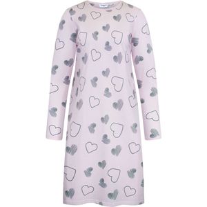 Gaubert Essential Dames Nachthemd Lange Mouw - Premium Gekamd Katoen - All-Over Print Big Hearts - Roze - Maat S - GB-6802