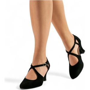 Werner Kern Gala - Zwarte Dames Dansschoenen - Hakhoogte 6cm - Gesloten Neus - Ballroom en Latin Dansschoenen met Brede Pasvorm - Optimaal Comfort - Suède zolen - Verstelbare drukknoop - Werner Kern - Zwart - 43 1/3