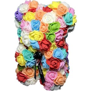Bovista Rozen Teddy Beertje - Valentijn Cadeautje Voor Haar & Hem - Rose Bear - Rozen Beer - Vrouw - Regenboog