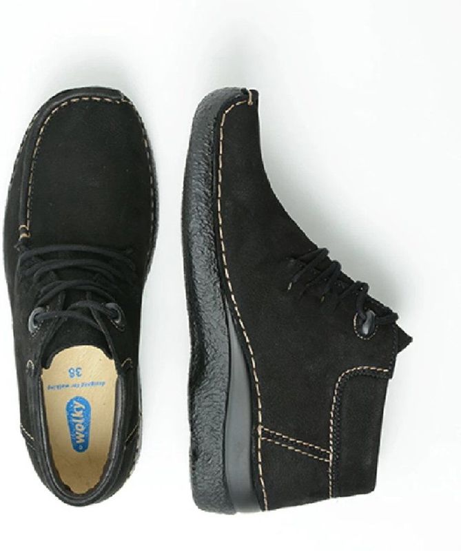 Wolky - Seamy Moc - Hoge Veterschoenen - Zwart - Nubuck