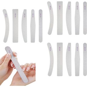 Allecto Plus - Buffer voor nagels 15 stuks, nagelvijl 100/180, gelnagels vijlen, manicure nail buffer, verschillende vormen, nagelstudio's, nail art thuis - wit 1, korrelgrootte 100/180.