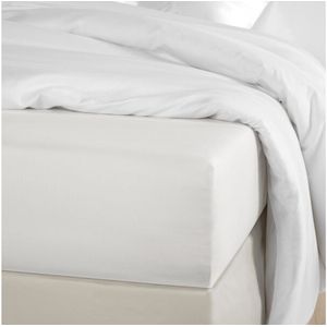 De Witte Lietaer Hoeslaken Olivia Off White - 160 x 200/220 x h 30 - Wit - Katoen Satijn