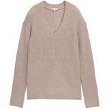 Tom Tailor - Gebreide Trui - Soft Taupe Melange - Met Ribstructuur