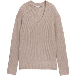 Tom Tailor - Gebreide Trui - Soft Taupe Melange - Met Ribstructuur