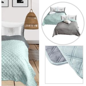 Bedsprei/sofaplaid, dagdeken, plaid, XXL-deken, 240 x 220 cm, mint/grijs