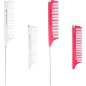 Intrekbare rattenstaartkam set - Roestvrijstalen fijne kam voor haarstyling - ideaal voor vlechten - wit met scheidingsteken